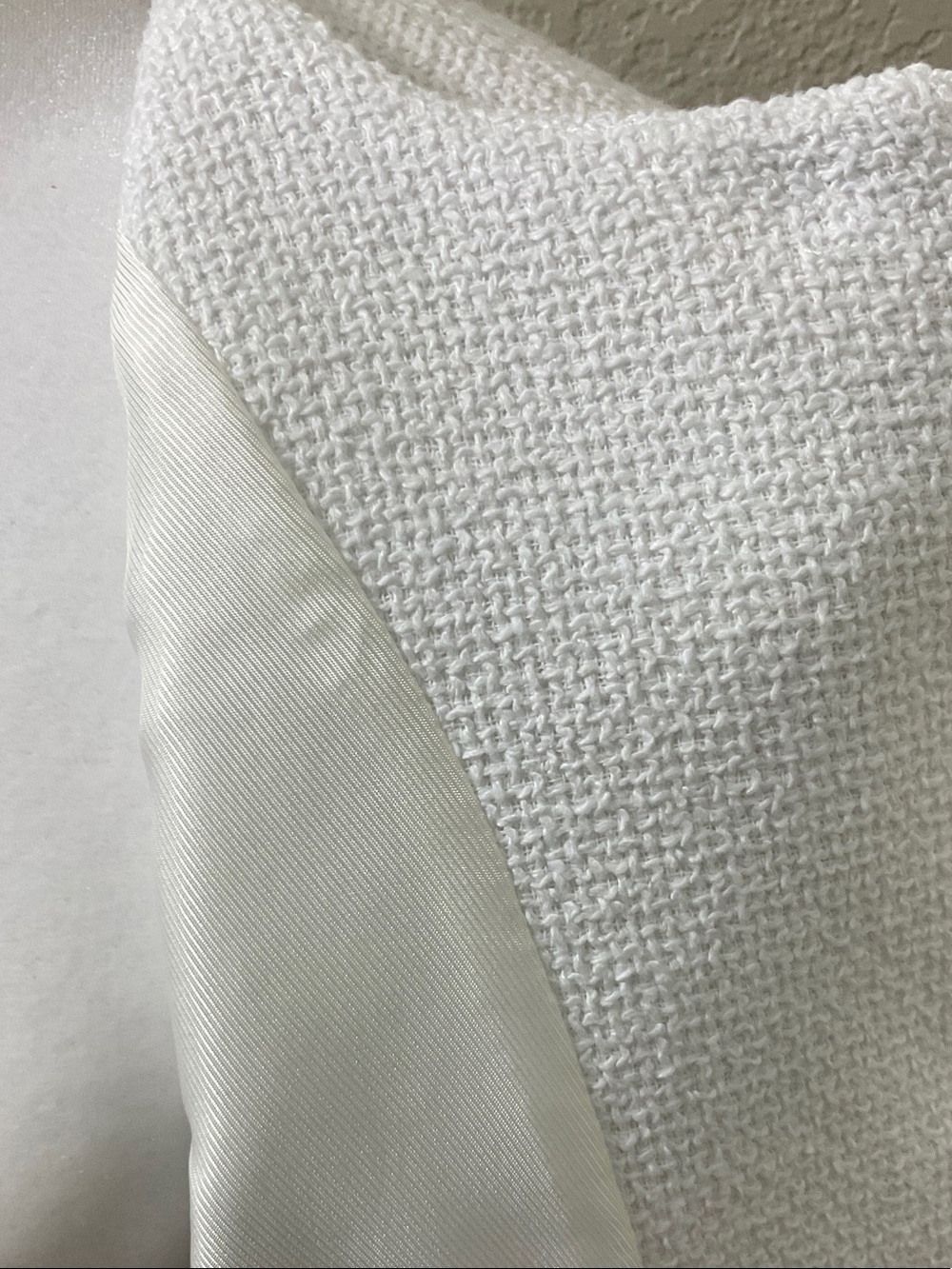 ZARA White Tweed Collarless Blazer with Decorative Silver Buttons - Picture 8 of 12
